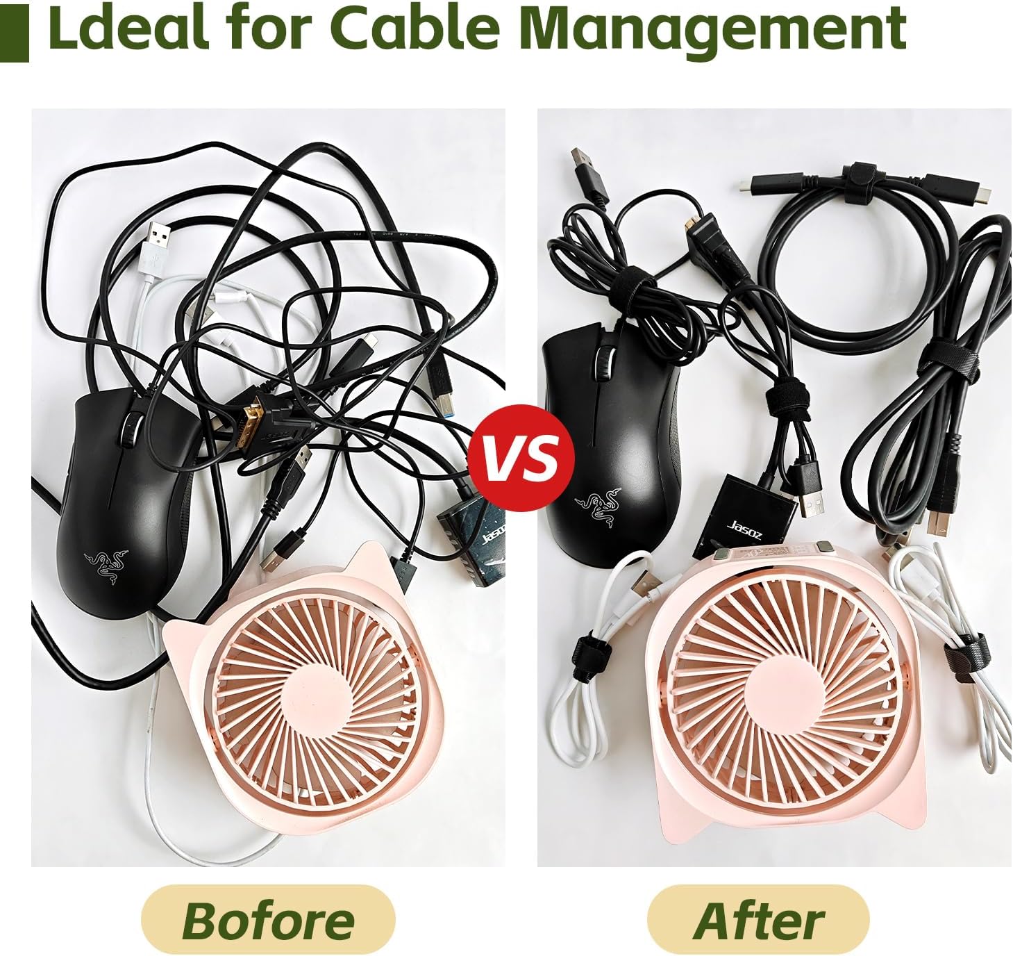128Pcs 6in Cable Ties, Adjustable Cable Straps Wire Organizer Cord Wrap, Hook and Loop Cable Management