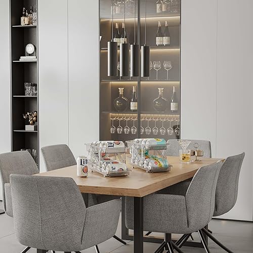 Miniatura 9 de Paquete de 2 dispensadores de latas de soda para refrigerador, organizador de latas de soda de ancho ajustable, organizador apilable de bebidas para