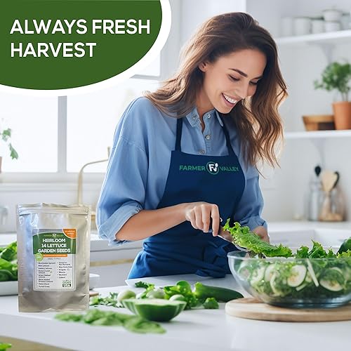 Miniatura 5 de Semillas de jardín de lechuga y ensalada para plantar, más de 6400 semillas de verduras cultivadas en Estados Unidos sin OMG para cultivo doméstico,