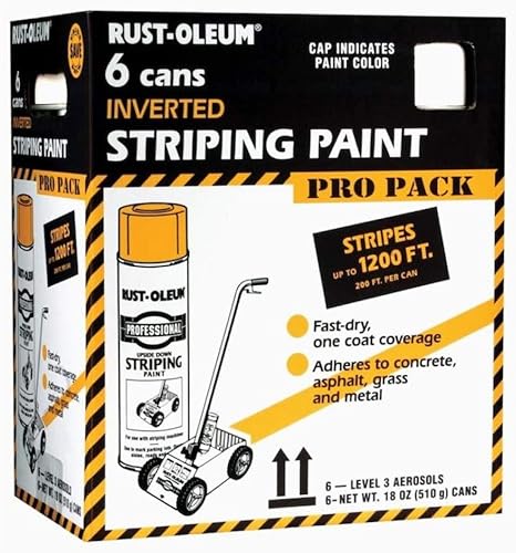 Miniatura 10 de Rust-Oleum P2548849-6PK Pintura en aerosol profesional para pintar rayas invertidas, 18 onzas, amarillo de tráfico, paquete de 6 unidades