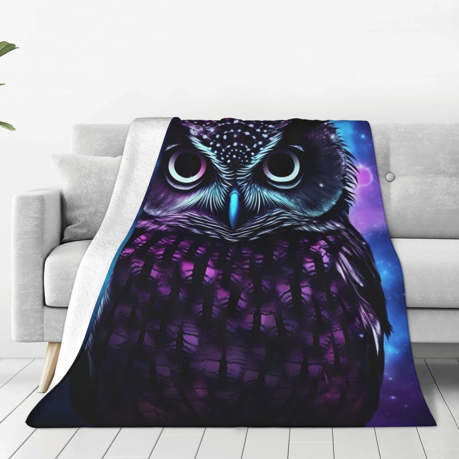 KLOPH Purple Owl Throw Blanket 40"x30" Flannel Fluffy Warm Blanket for Couch, Reversible Plush Blankets for Bed, Comfy Fuzzy Blanket for Sofa, Plush Lightweight-Blankets for All Season