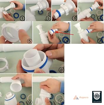 Bellows Siphon for Washing Machine Expense, Anti-Scent Stone, Sink Connection
