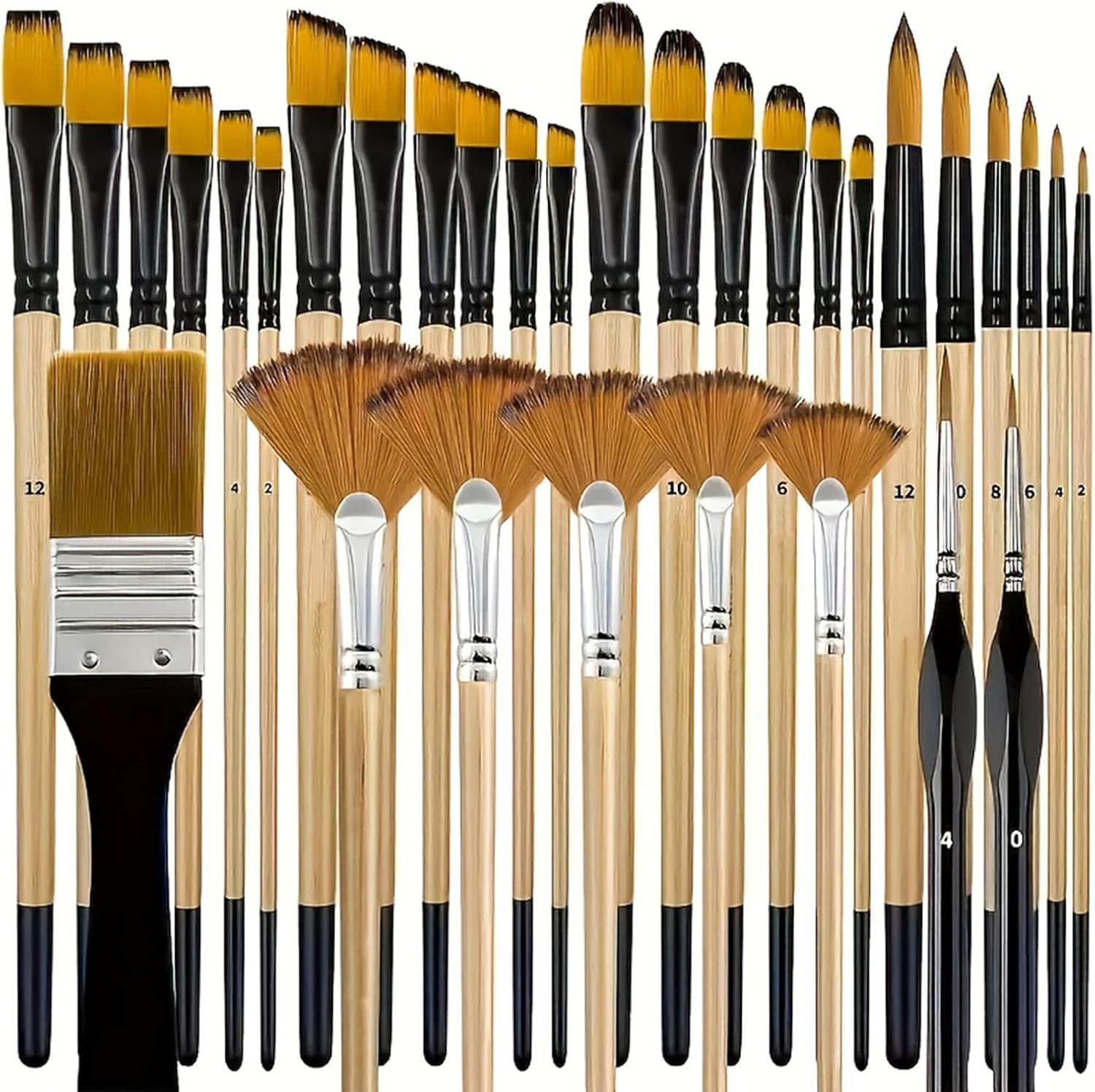 32-Piece Acrylic Paintbrush Set, Nylon bristles Suitable for Oil Painting, Watercolor Painting, Rock Painting, and face Painting, Direct from The Source Manufacturer. (10)