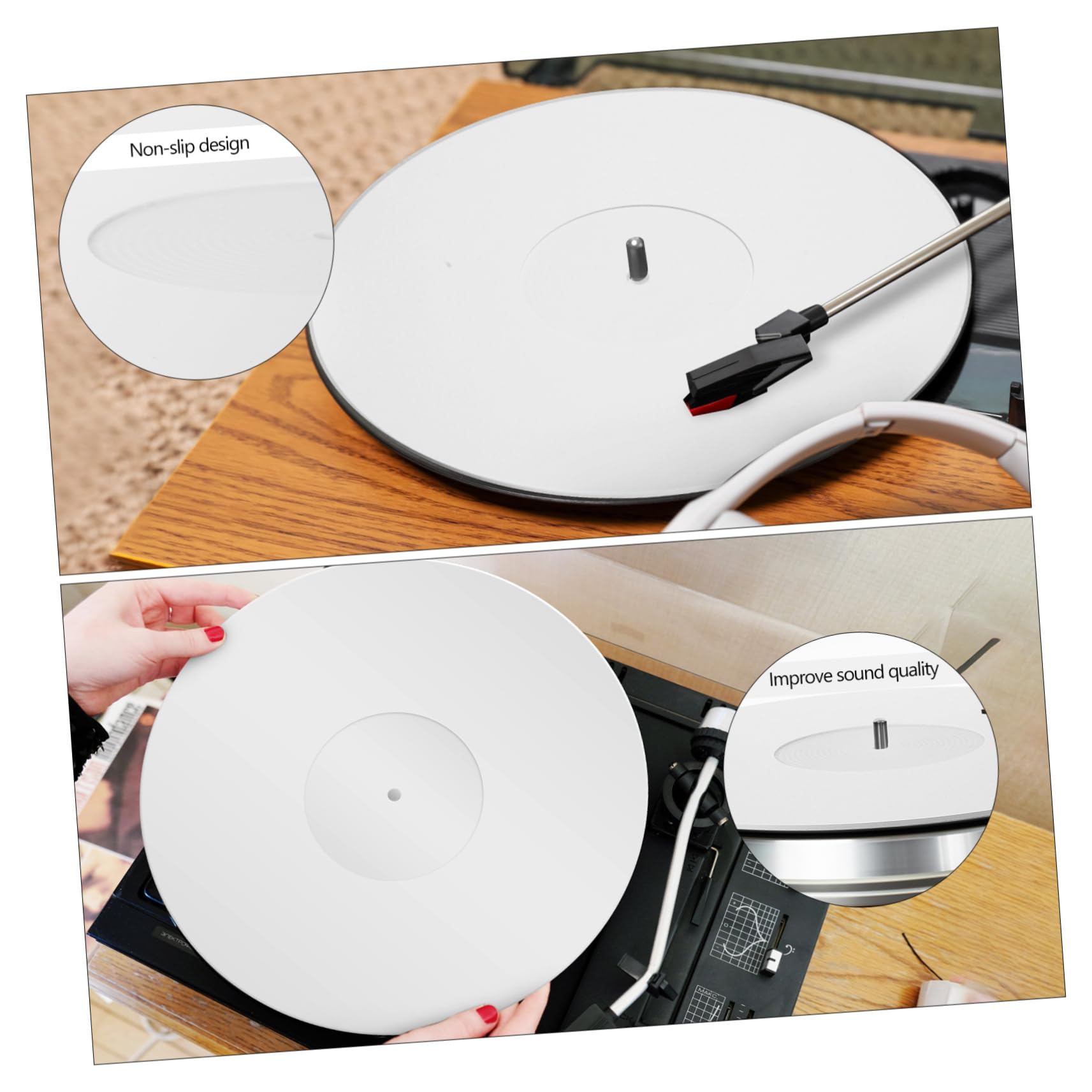 Tapete Acrílico Blanco de 12 Pulgadas para Tocadiscos