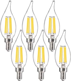 FLSNT LED Candelabra Light Bulbs, CA11 E12 Chandelier LED Light Bulbs 100W Equivalent, 5000K Daylight, 800LM, 5.5W, CRI 82+, AC 120V, 6 Pack, Dimmable UL,CA65 Listed.