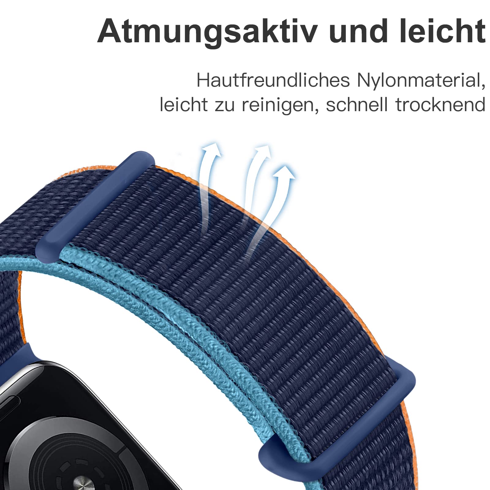 Maledan Nylon Cinturino Compatibile con Apple Watch Cinturino 38mm 40mm 41mm 42mm 45mm 49mm, Regolabile Sport Cinturino Compatibile con iWatch Series 9 8 7 6 5 4 3 2 1 SE, 38mm/40mm/41mm, Blu