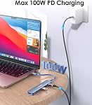 LENTION bleu USB C Hub,7-in-1 USB Adaptateur avec 4K@60Hz HDMI,3xUSB A,100W PD | SD/TF Lecteur de cartes,USB 3.0 Adaptateur pour Ordinateurs Portables Compatible avec MacBook Air/Pro, HP, ASUS, iPad Pro/Air, iPhone 17 Pour/Max