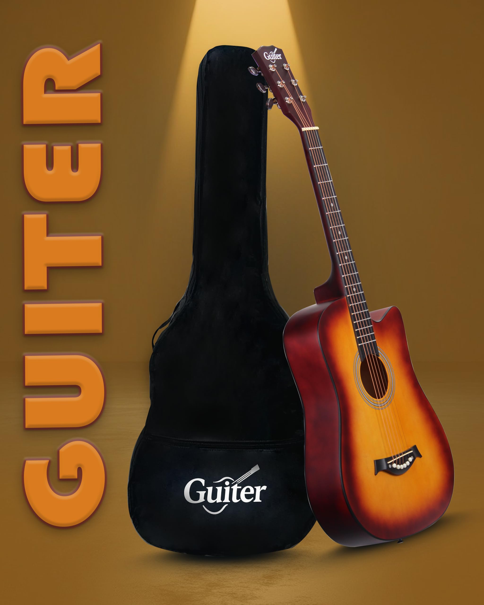 Guiter OTG 38-inch Acoustic Guitar Kit for beginners, Right Handed