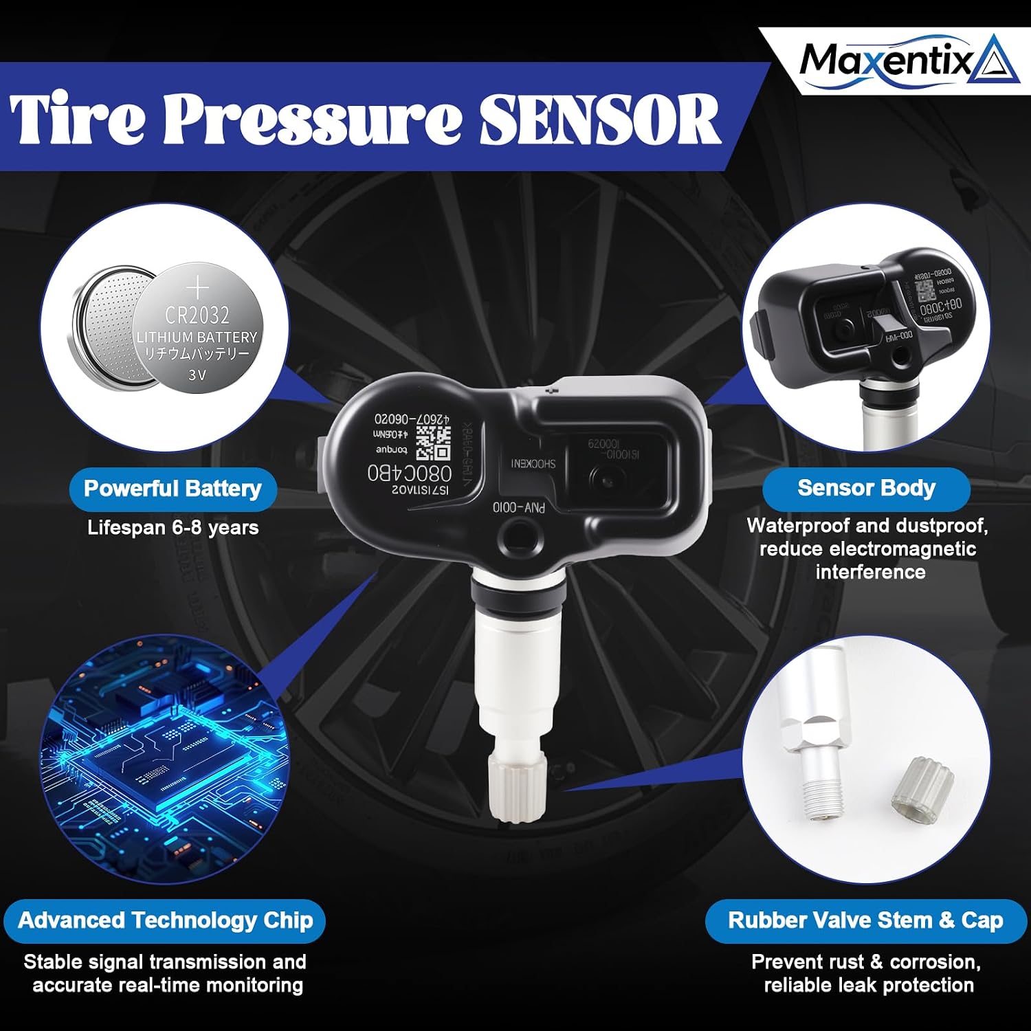 4260706020 Upgraded 315MHz TPMS Sensor Fits for:-Toyota Camry/Prius 2012-2019, Corolla 2014-2019, RAV4 2016-2018, Lexus ES350 2013-2017, NX300 2015-2021 Tire Pressure Monitoring Sensor-4PCS