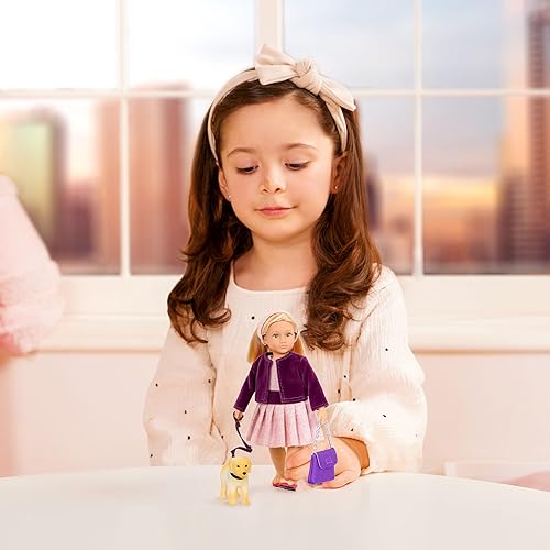 Miniatura 2 de Lori Mini muñeca y perro de juguete - Muñeca de 6 pulgadas y Golden Retriever - Set de juego con atuendo, animal y accesorios - Set de juego para