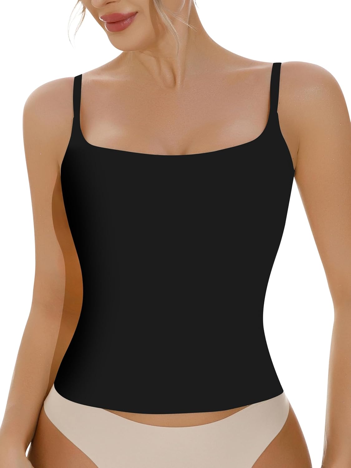 Artdear Womens Square Neck Tank Top Basic Spaghetti Straps Camisole Sexy Summer Cami Crop Tops Air Touch Fabric