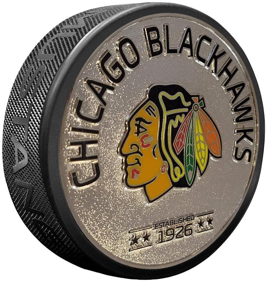 Sports Decor Medallion Puck - Chicago Blackhawks Silver Established