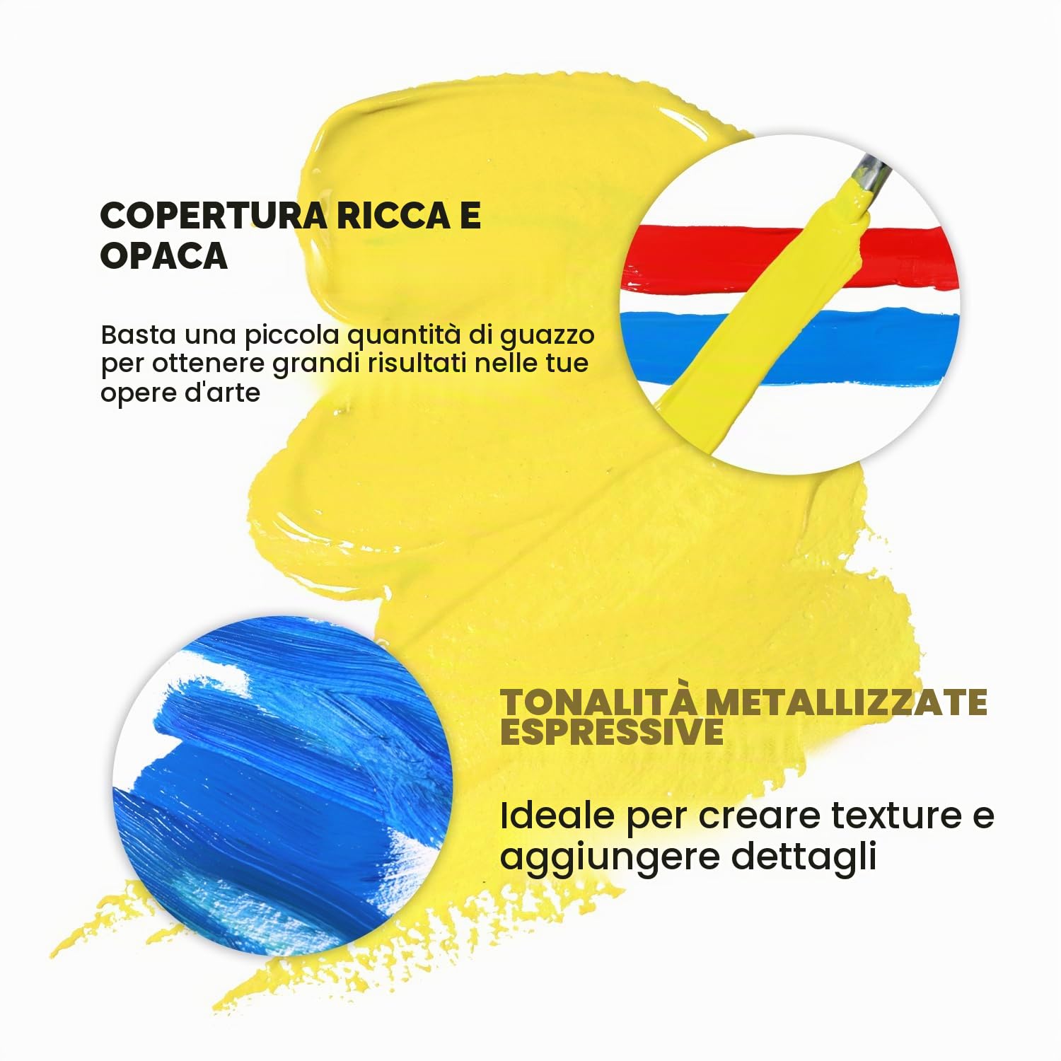 ARTFLY HIMI - Set di pittura gouache, 36 colori x 12 ml, design a doppio contenitore di gelatina con 3 pennelli da pittura e una spatola in una custodia da trasporto, perfetto per artisti, studenti,