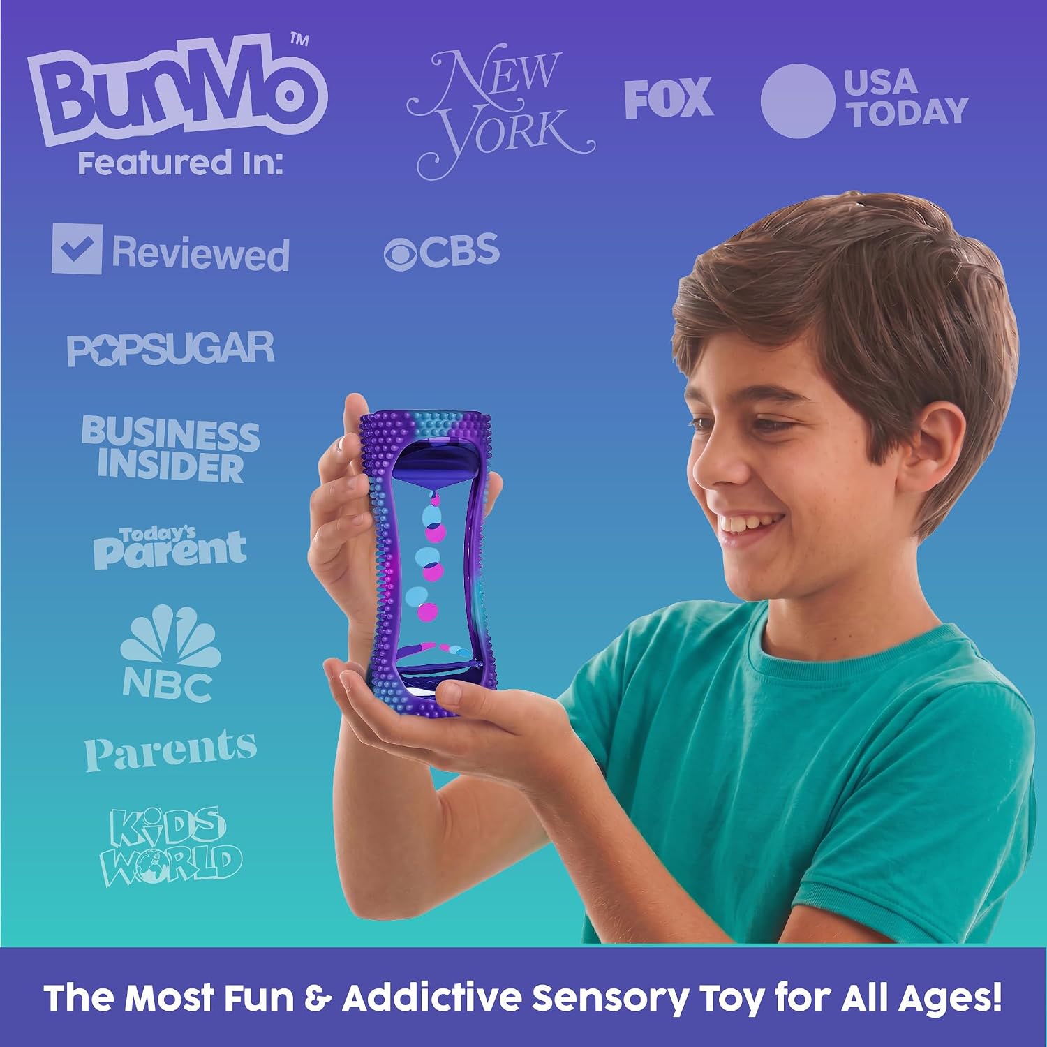 BUNMO Liquid Motion Bubbler Sensory Toy for Kids & Adults Rainbow 5pk – Gentle Fidget Toy for Mindfulness – Stimulating Visual Sensory Experience – Colorful Bubble Fidget Timer for Desk & Travel