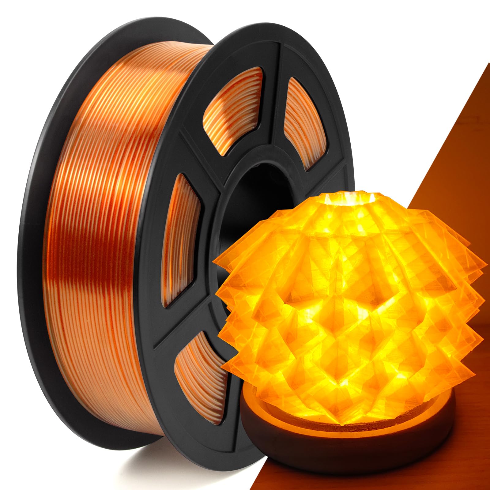 IEMAI PETG Filament 1.75mm, Transparent PETG Orange 1Kg, High Speed 3D Drucker Filament, Maßgenauigkeit +/- 0,02 mm, Geeignet für den Druck von Lampenschirmen Dekorationen
