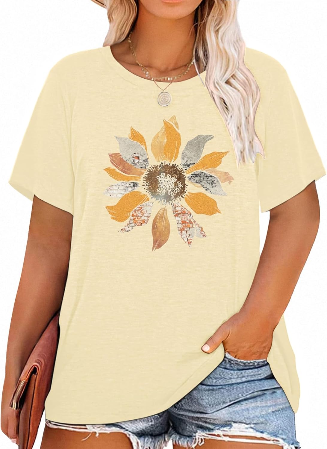 HDLTE Plus Size Womens Country Shirts Funny Western Graphic Tees Short Sleeve Flower Tops Blouses Casual Summer T-Shirt