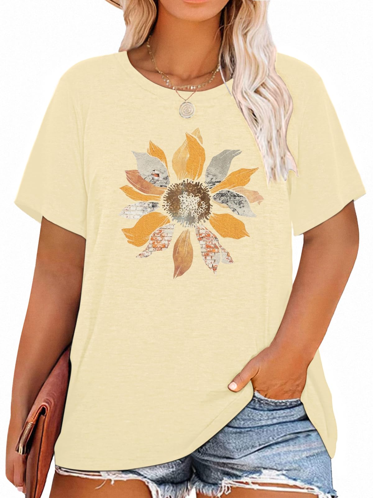 HDLTE Plus Size Womens Country Shirts Funny Western Graphic Tees Short Sleeve Flower Tops Blouses Casual Summer T-Shirt