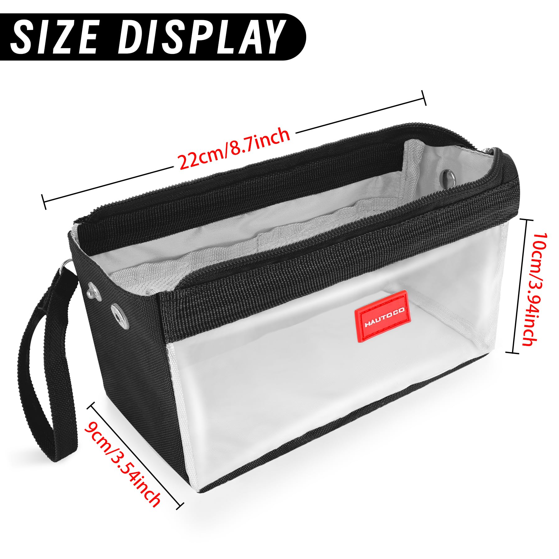 HAUTOCO Clear Pencil Case for Girls Boys Large Capacity Pencil Pouch with Zipper & Handle - Image 2