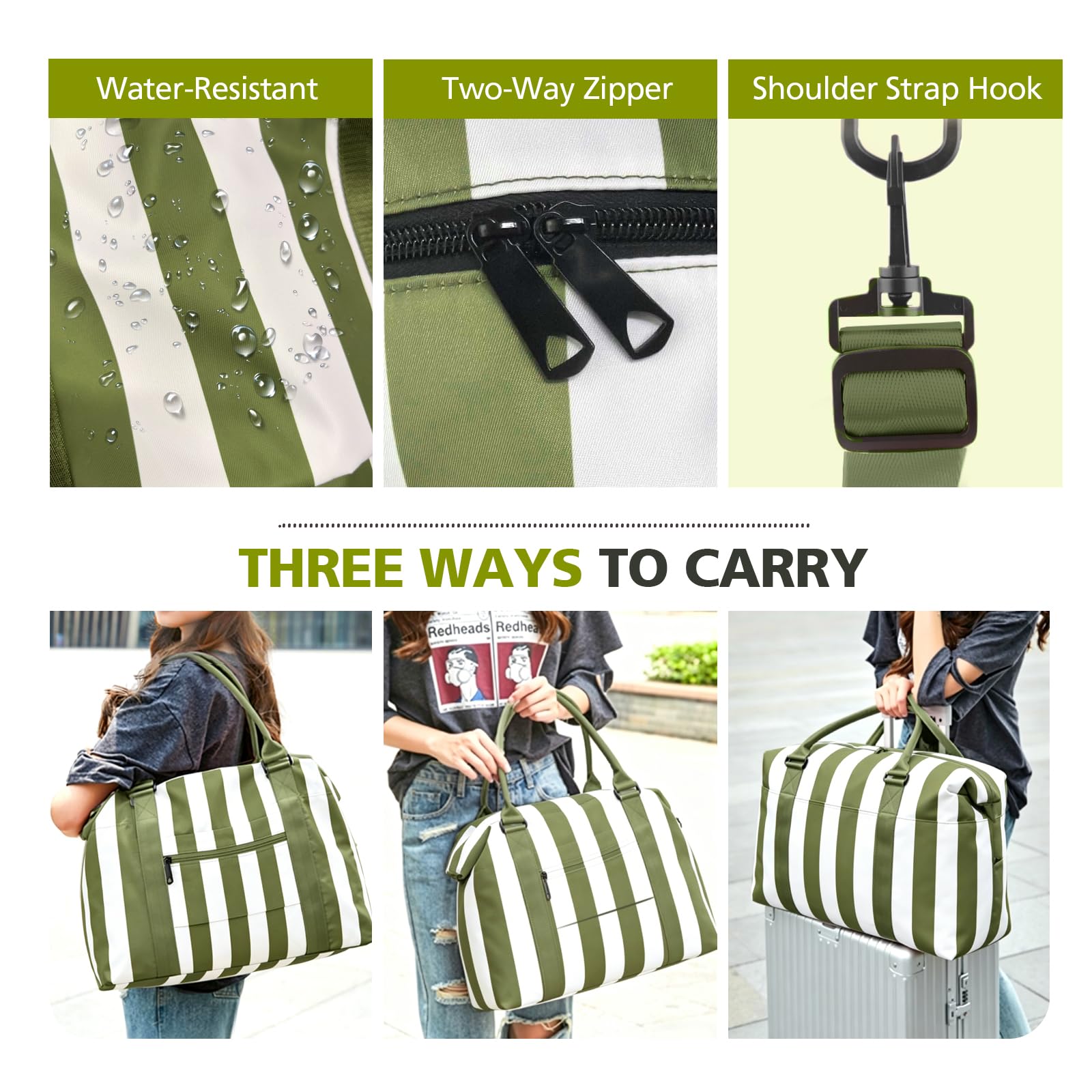 TOPBAG Travel Duffle Bag, Waterproof Weekender Carry On Tote Bags for Women, Sport Gym Bag for Men, Hospital Bag for Labor and Delivery, Overnight Luggage Bag with Trolley Sleeve view 6