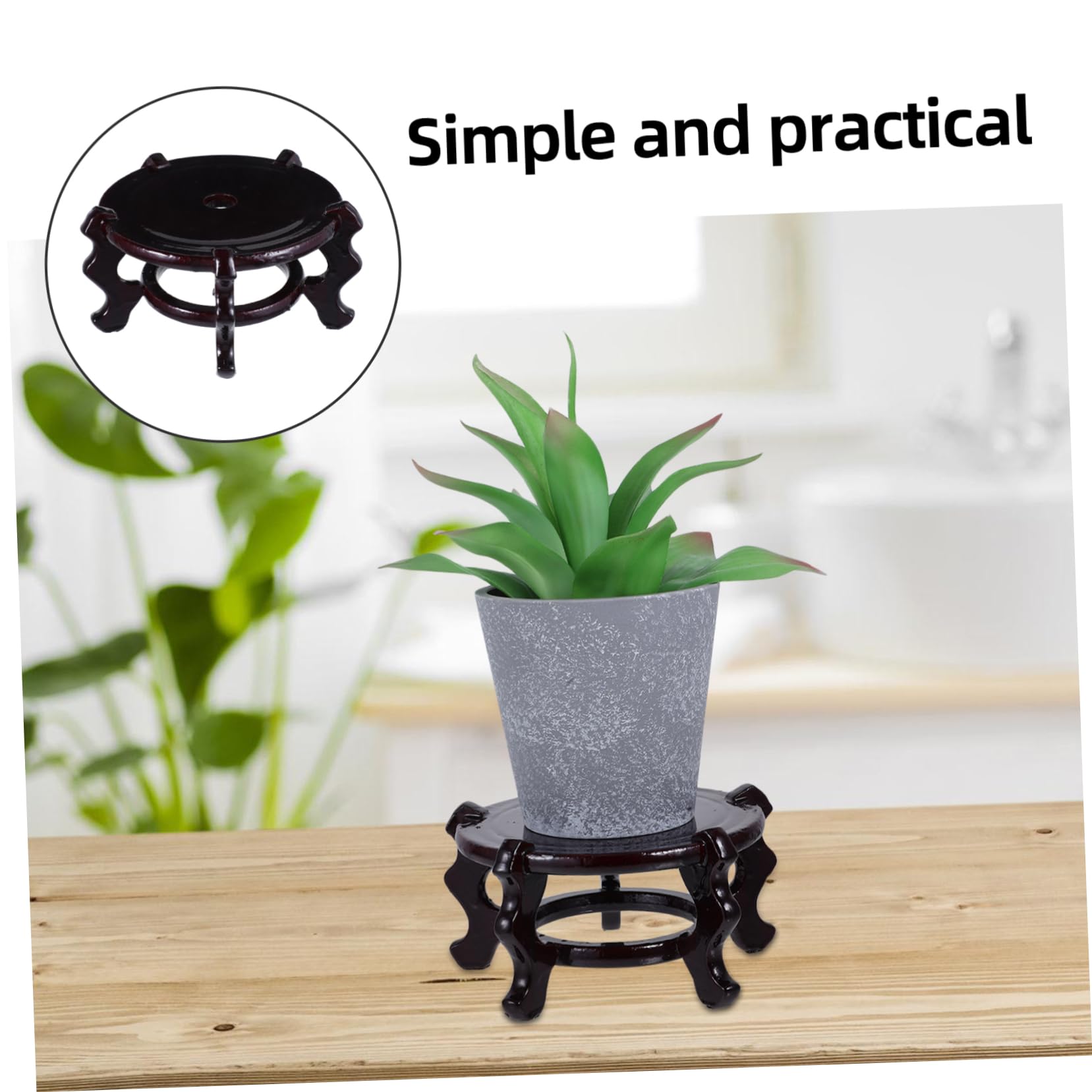 Soporte de Madera Redondo para Macetas 2piezas Diseño Creativo y Soporte Resistente Adecuado para Interior y Cualquier Rincón del Hogar