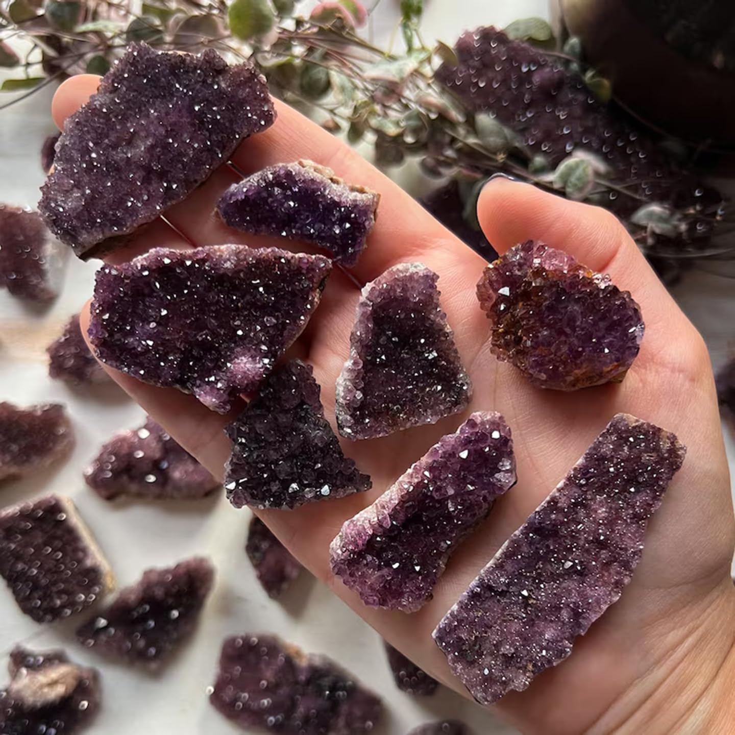 NIBHZ Natürliches Kristall-Rohmineral-Exemplar, Amethyst-Kristall-Ornament