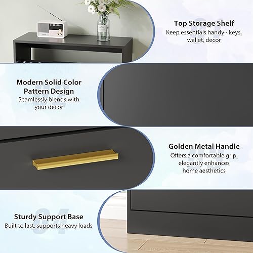 Miniatura 66 de Armario de almacenamiento de zapatos para entrada, delgado y estrecho con 2 cajones abatibles, organizador de zapatos oculto independiente, gabinete