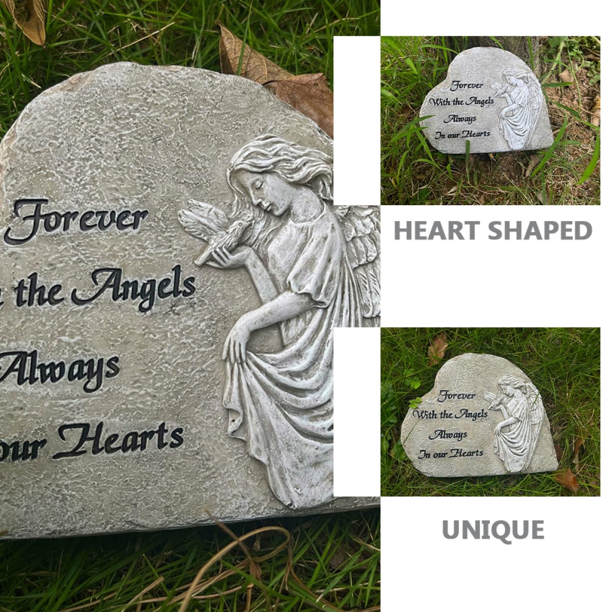 Forma De Corazón Estatua Conmemorativa De Resina para Jardín Decoración Funeraria Elegante y Duradera