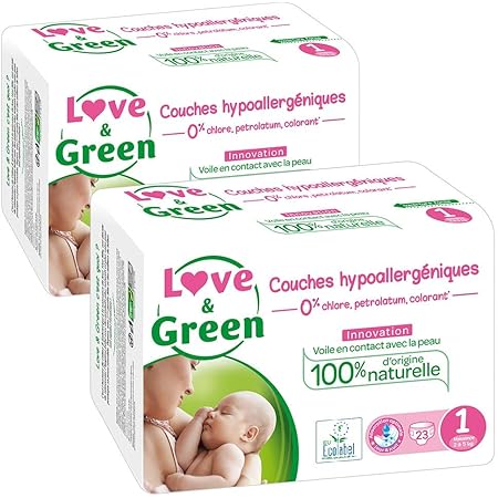Love Green Couches Bebe Hypoallergeniques 0 Taille 1 2 5 Kg Lot De 2 X 23 Couches 46 Couches Amazon Fr Hygiasne Et Soins Du Corps