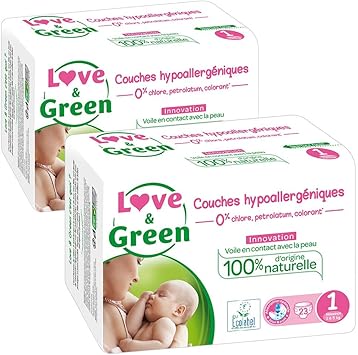 Love Green Couches Bebe Hypoallergeniques 0 Taille 1 2 5 Kg Lot De 2 X 23 Couches 46 Couches Amazon Fr Bebe Et Puericulture