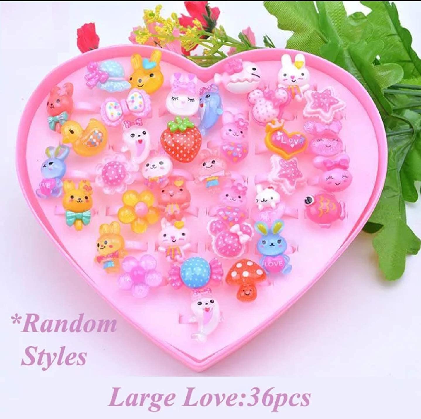 kiyan Girls Kids Cartoon Pretend Play Toy Fancy Finger Rings For Birthday Gifting Comes In Pink Heart Shape Gift Box .Suitable For Age 2 - 10 Yrs. 3