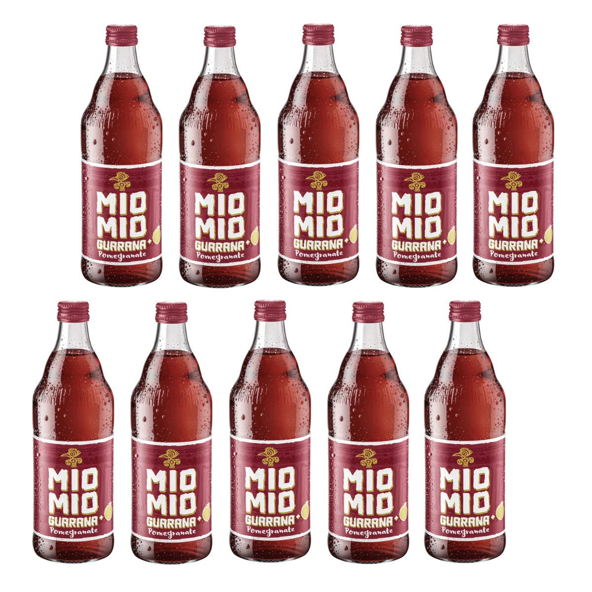 Mio Mio Guarana Pomegranate Getränk – Granatapfel, 10 x 0,5 l Glasflaschen