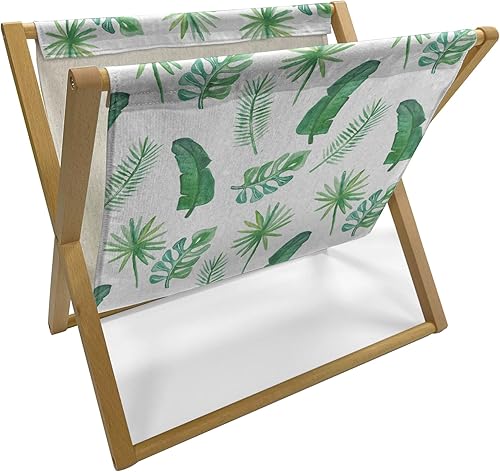 Vista 15 de Lunarable Synthwave Magazine and Book Holder, Retro Inspired 80's Style Palm Trees and Striped Sun Print Vaporwave Like, Floor Rack Decor for Indigo
