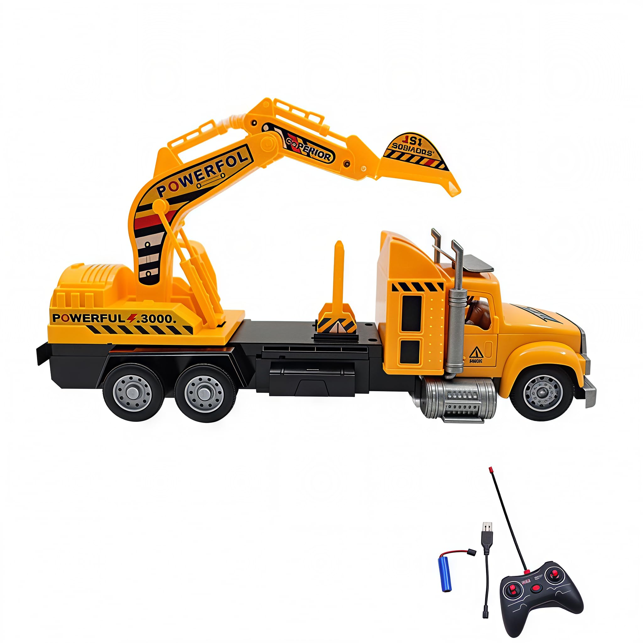 Rechargeable Radio Remote Control City Crane Excavator Truck Van Car Racing Vehicle Toy for Kids|Boys|Girls (Color-As Shown), Ages +3Yrs.-image-2