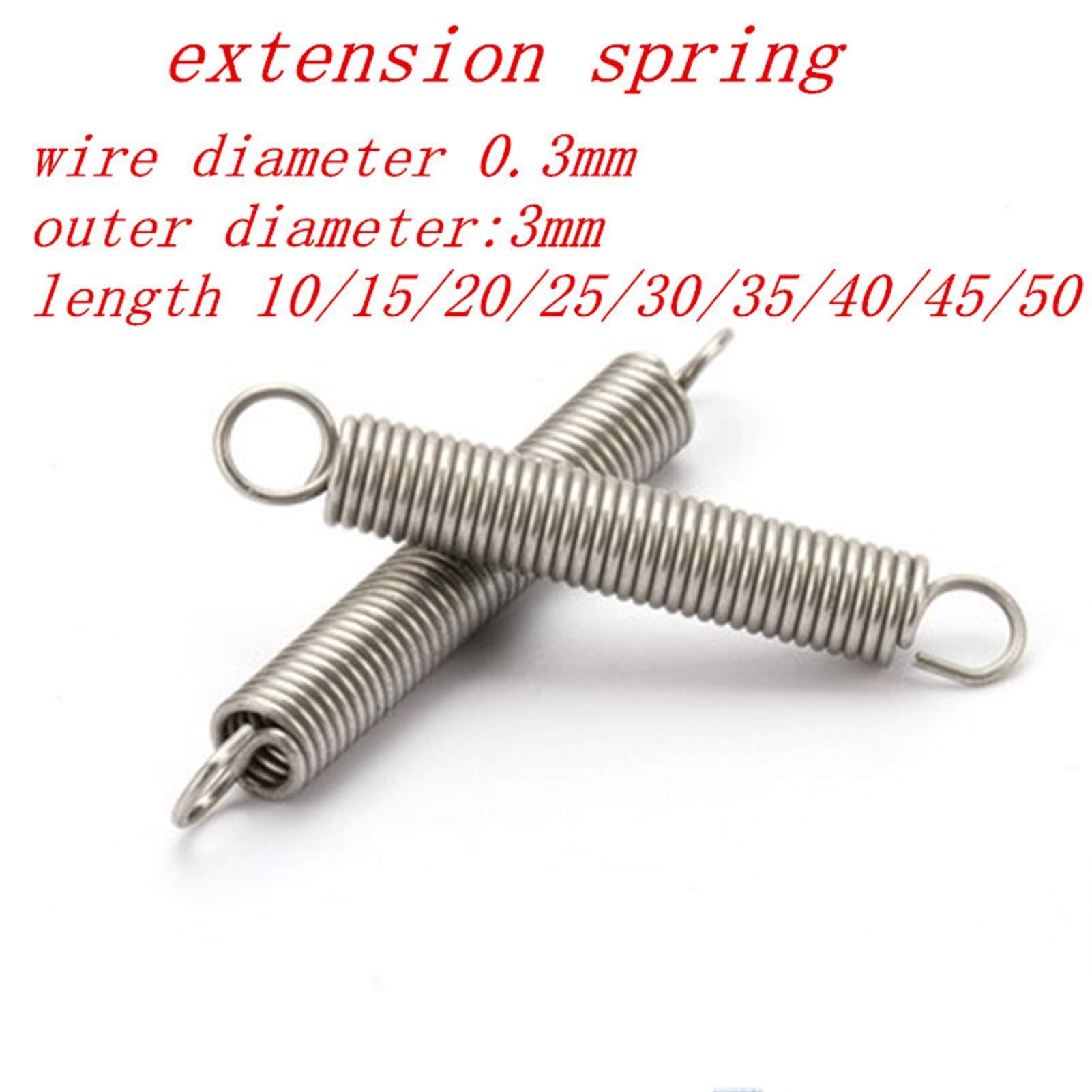 Produktbild von Lchg-ui Spannfedern Edelstahl – 10 Stück, Ø 0,7 X 8 Mm, Länge 25–60 Mm, Zugfeder Mit Haken