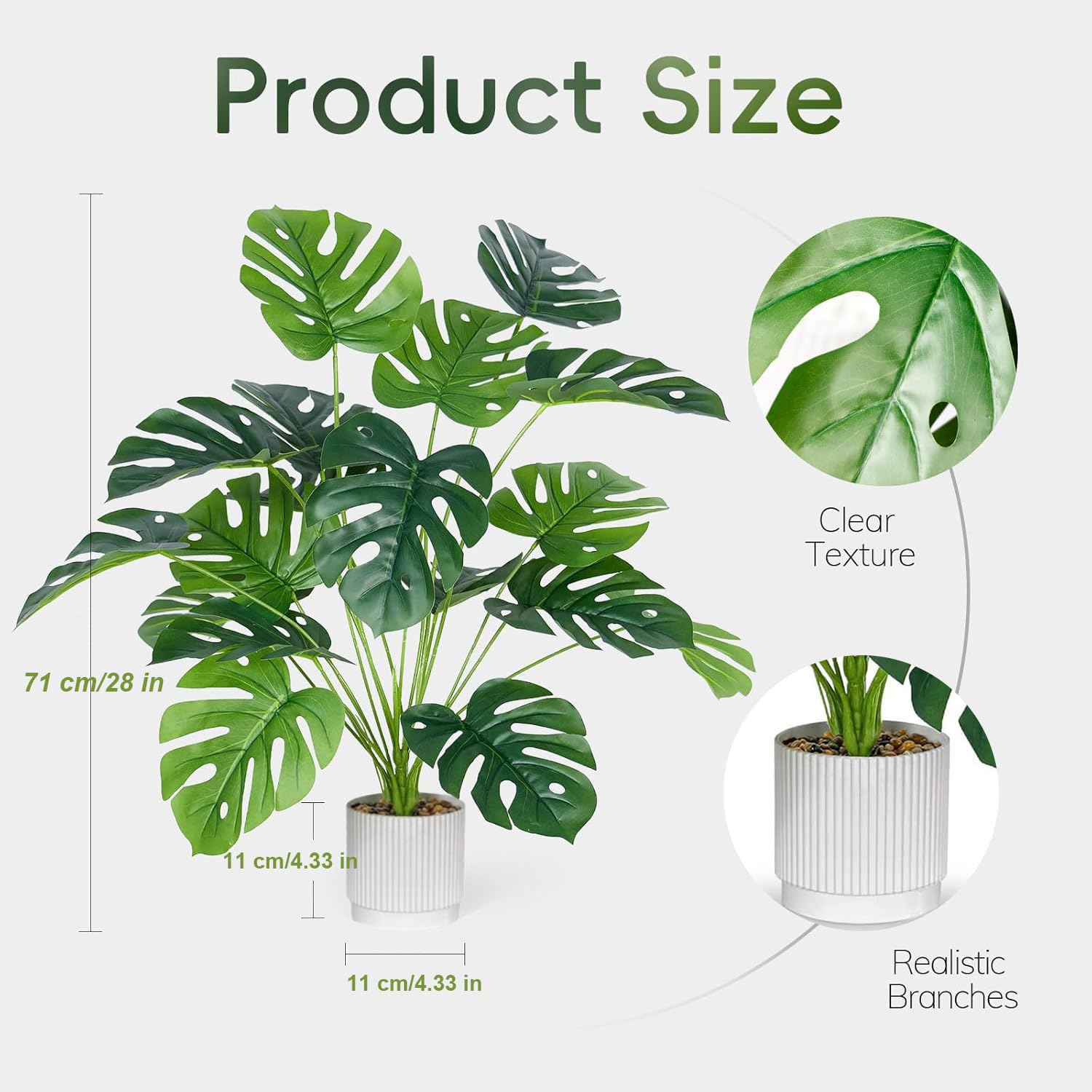 Laelfe 71cm Fake Plant Artificial Monstera Plant in Pot - Image 3