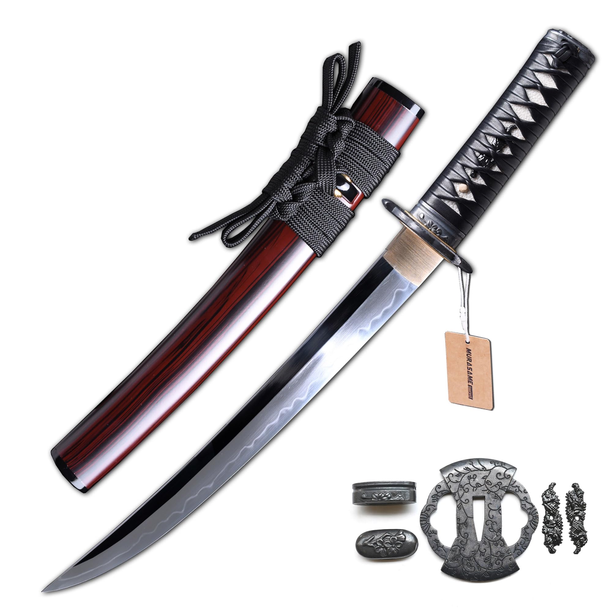 MURASAME Tanto Sword Short Katana Clay Tempered T10 Steel Real Hamon Very Sharp Full Tang Handmade