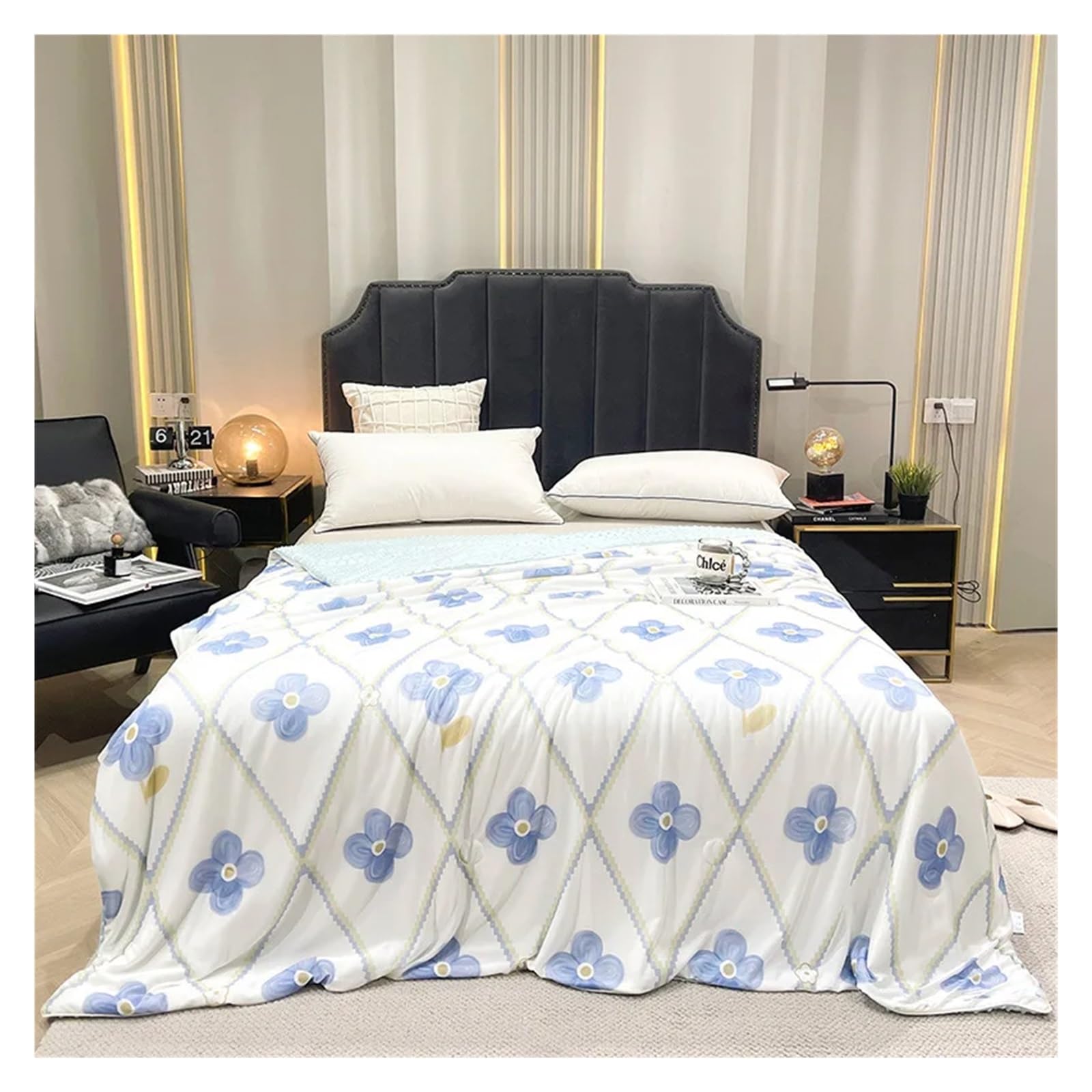 Sbcgfy C Duvet Over Sets, Summer Quilt Quilt Over Silk Screen Flower Summer Blanket,-100X150cm