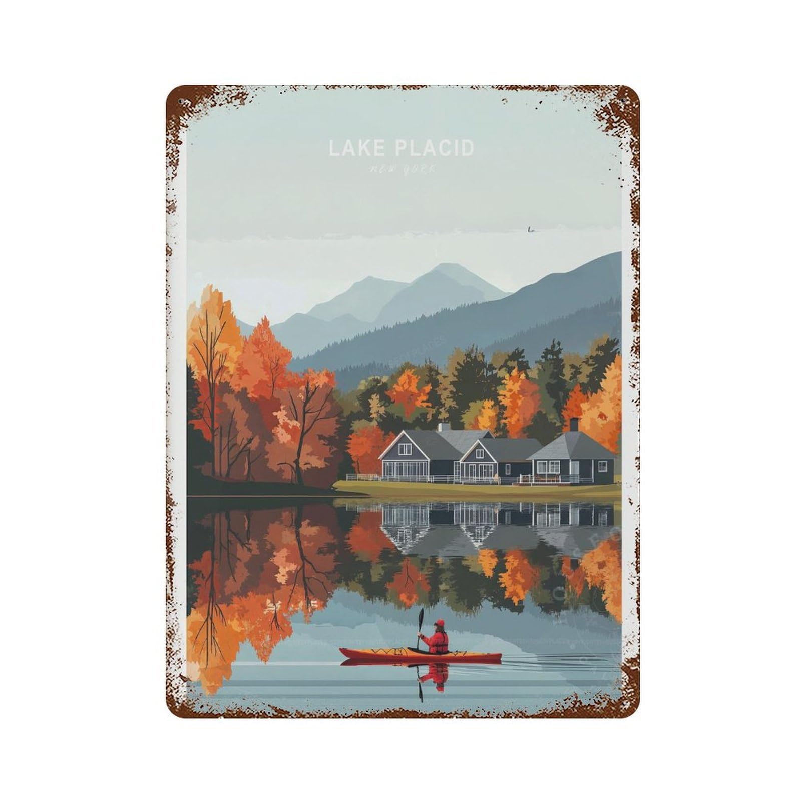 xiaoxiaoshen Lake Placid New York Travel Minimalist Home Decor Wall Decor Art Metal Tin Poster Modern Home Decor Art Home Bar Shop Decorations Vintage Sign 40x30cm