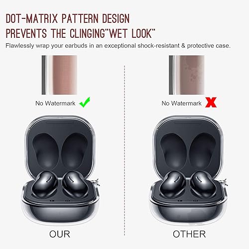 Miniatura 10 de AIIKO Funda compatible con Galaxy Buds 2 Pro 2022Galaxy Buds 2Pro Case 2021Galaxy Buds Live Case 2020 Funda protectora transparente de TPU suave a