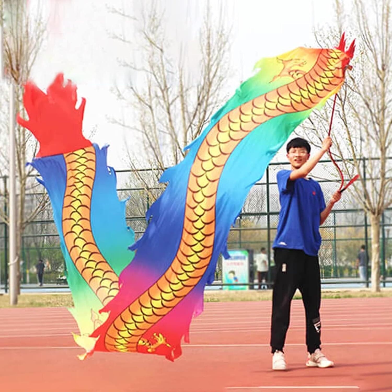 Ruban de dragon dansant fluide en tissu coloré de 26 FT pour l'entraînement physique