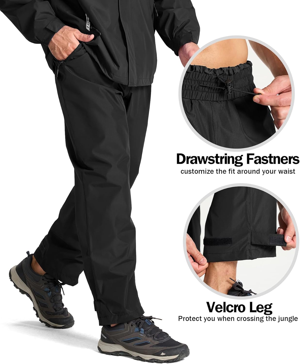 SWISSWELL Rain Suits for Men Waterproof Lightweight Windbreaker Jacket and Pants with Detachable Hood for Golf Hiking Travel - Image 6