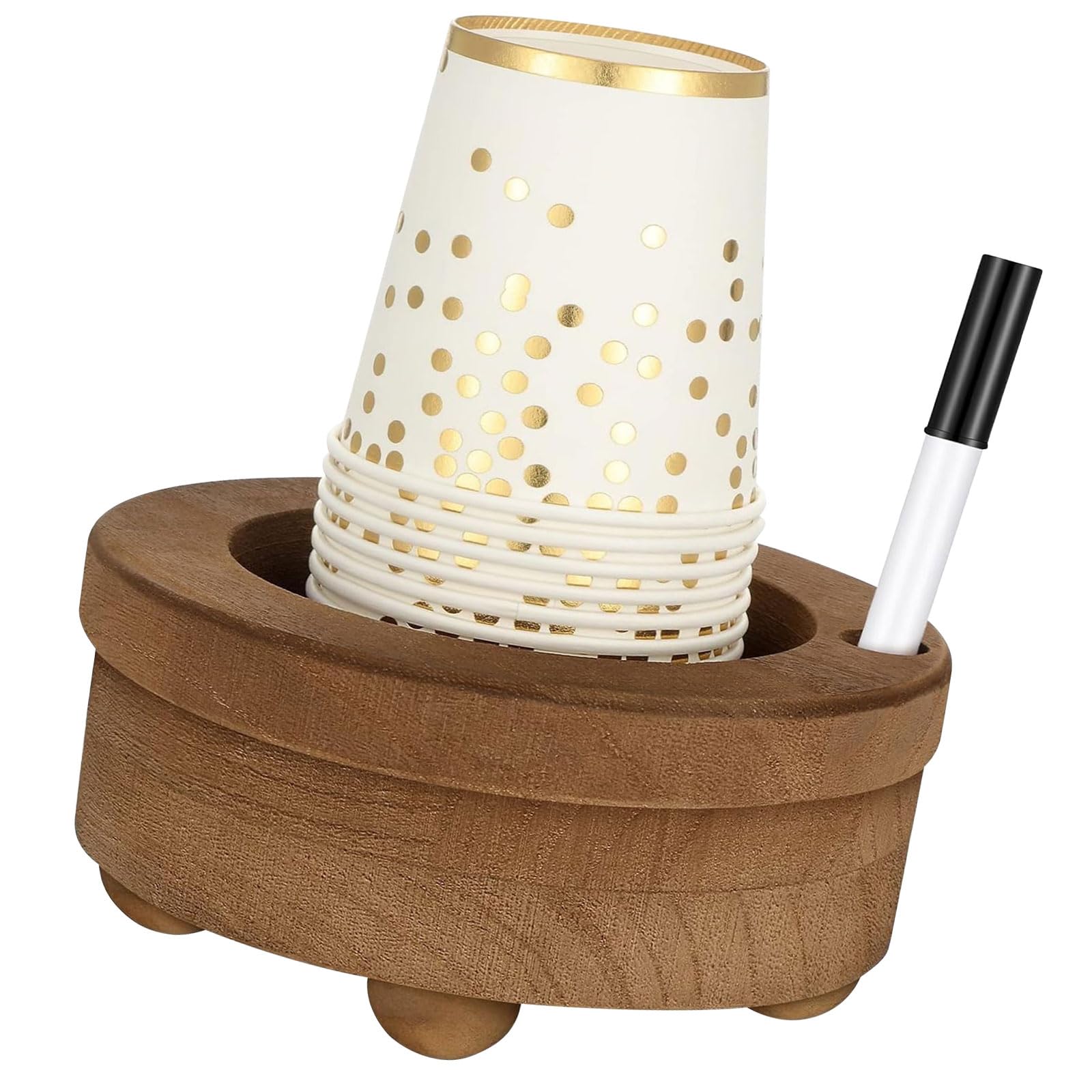 Rural Wood Cup Rack Integrated Pen Holder for Name Labeling Outdoor Gatherings Kitchen Bathroom Permanent Waterproof Easy Neat Rural Softwood Cup Planner