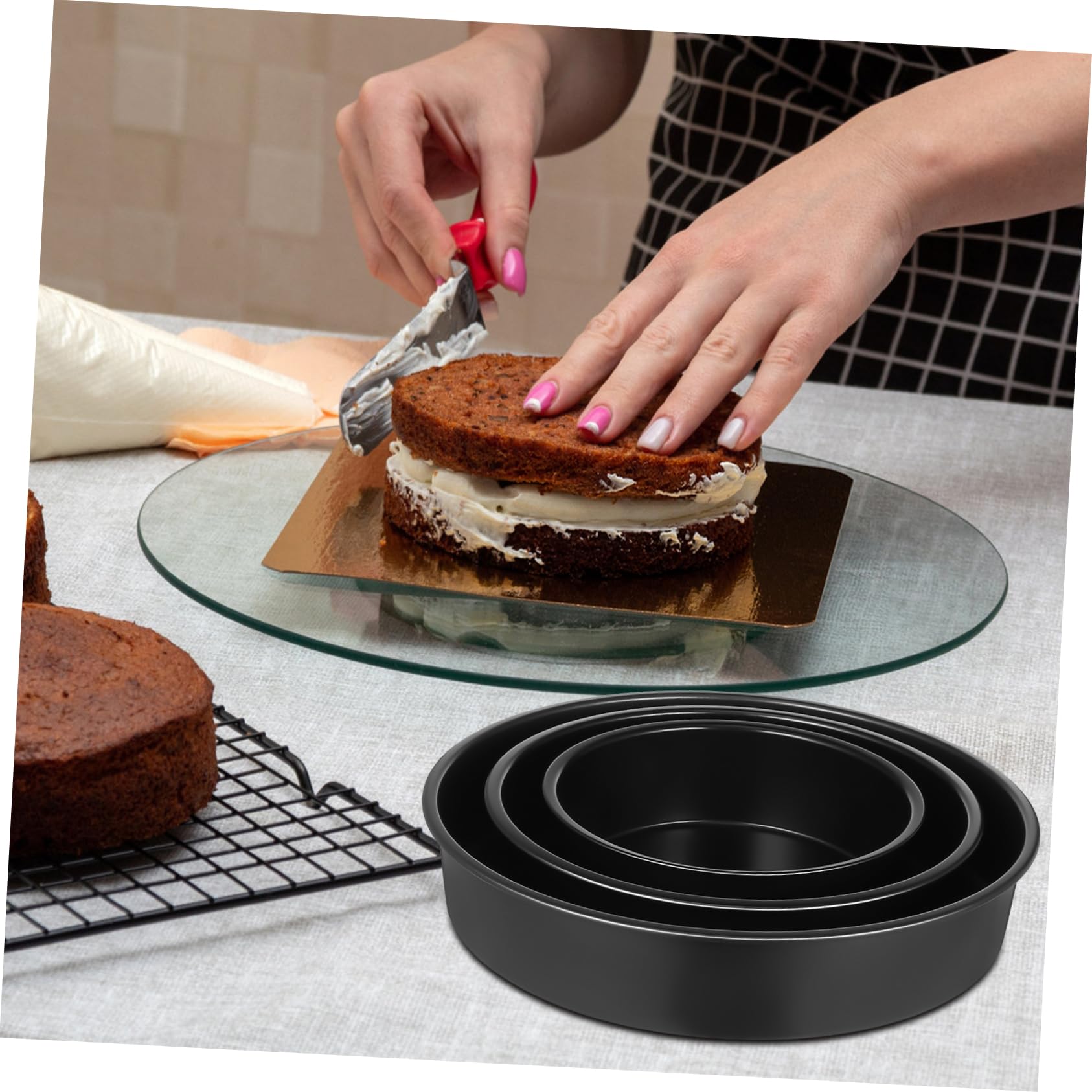 MAGICLULU Lot De 3 Moules À Gâteaux Antiadhésifs Ronds De 15 2 Cm 20 3 Cm Et 25 4 Cm Pour Pâtisseries À Étages