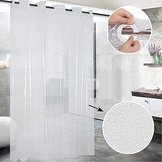 Clear Shower Curtain, Waterproof Shower Curtain Liner Plastic PEVA with No Hooks,72x74 Inch,Washable
