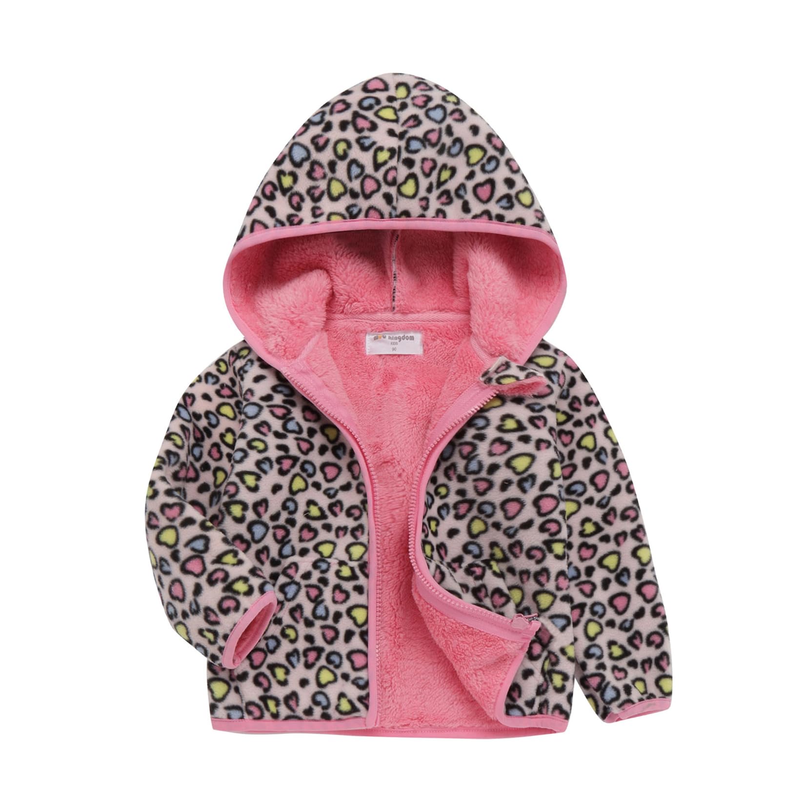 Mud Kingdom Boys Girls Polar Fleece Jacket with Hood Winter Thick Warm Outerwear Funny Cartoon