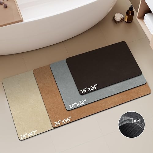 Miniatura 9 de Tapete de baño negro, antideslizante, lavable, delgado, absorbente, de secado rápido, se adapta debajo de la puerta, tapete de baño, perfecto para