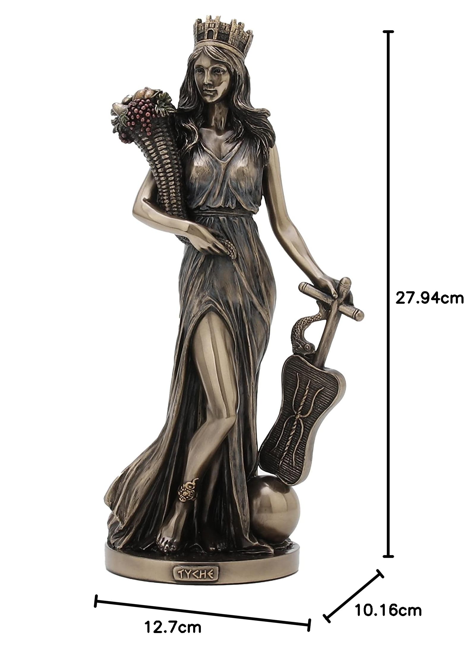 Veronese Design Statua della dea greca della fortuna e della prosperità, finitura in bronzo, WU77777A4