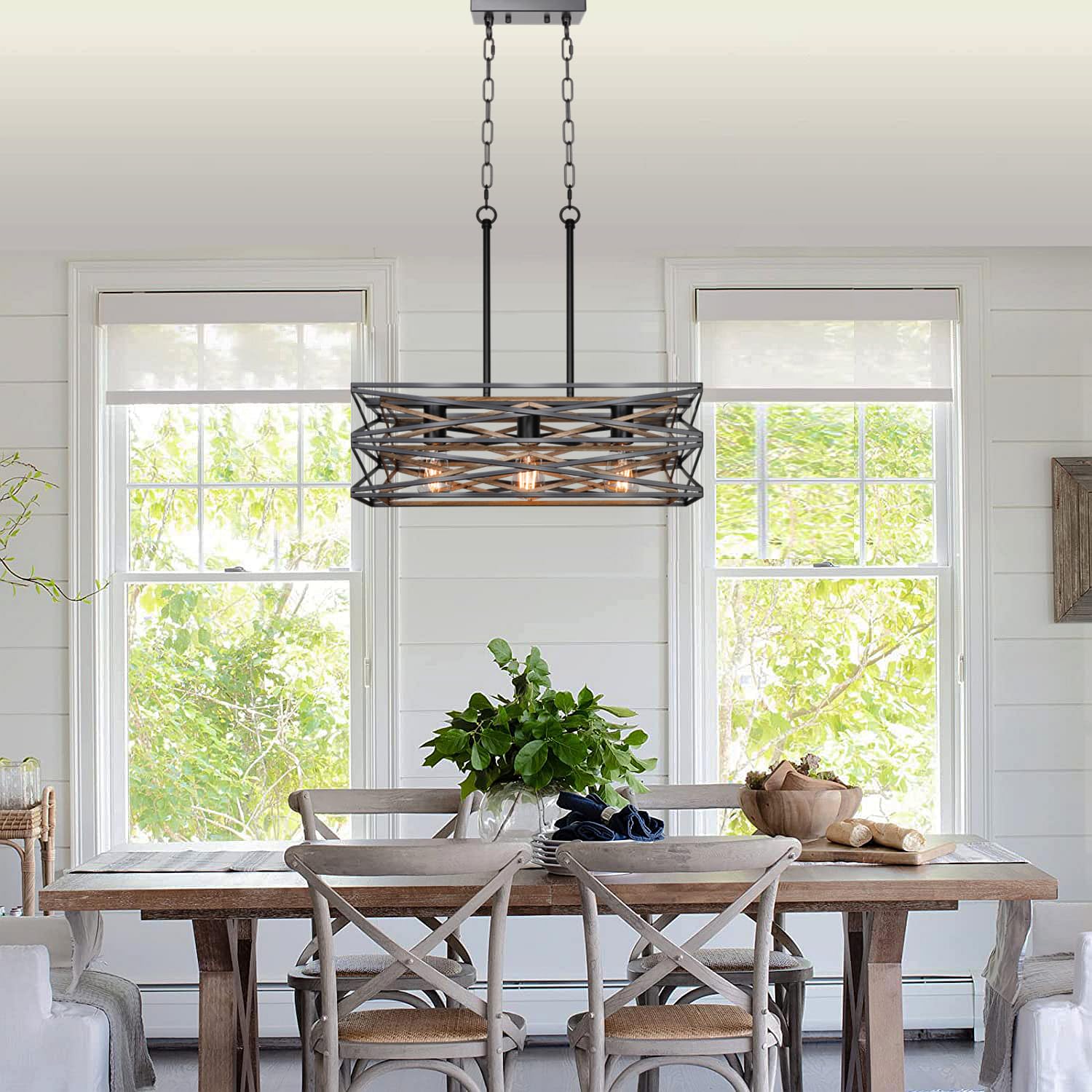 テーブル用品 sold Sigaitwei 21''Farmhouse Dining Room Light Fixture,3-Light