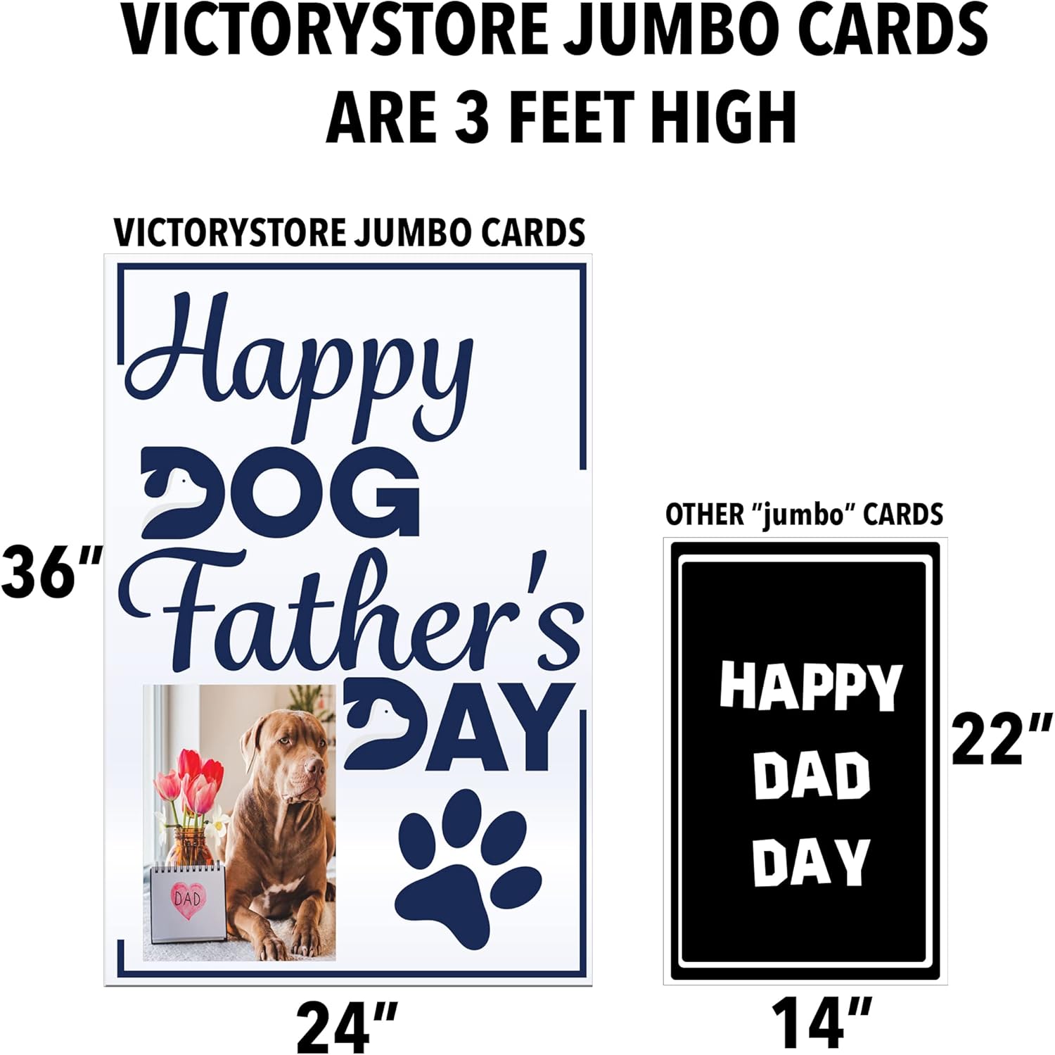 VictoryStore Jumbo 3 Foot Custom Happy Dog Father's Day Card, Photo Dog Dad Card, Custom Inside Text 2 feet x 3 feet Card