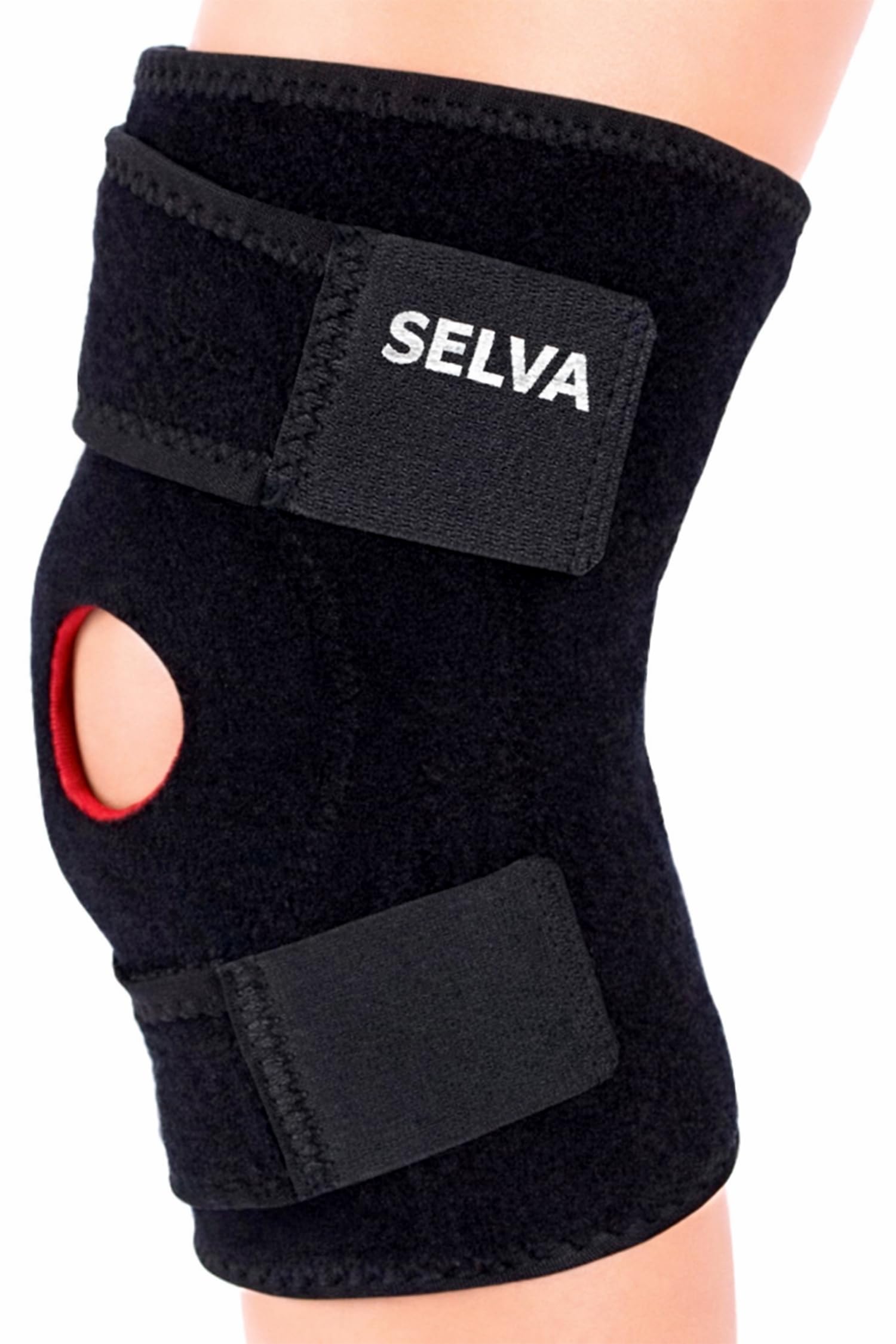 SELVA Knee Support Brace for Men & Women, Open Patella Knee Cap, Adjustable Compression Support, Black-image-33